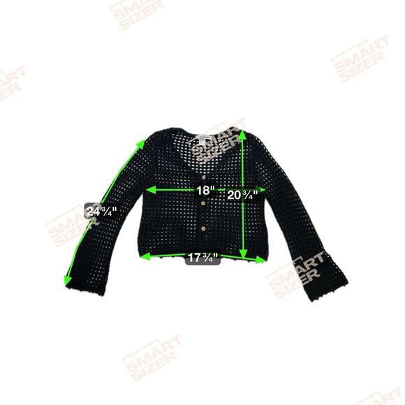 Y2K Open Knit Cardigan Sweater Womens Large Black Goth Fairy Grunge Wimsigoth - Picture 7 of 7